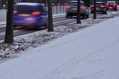 Winter, slippery roads with snow and ice, slippery roads, Germany
