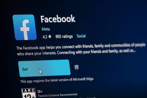 Dhaka, Bangladesh- 19 Sep 2025: A close-up of the Facebook app from the Microsoft Store is shown on