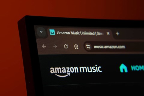 Dhaka, Bangladesh- 21 Nov 2025: Close-up of a computer screen displaying the Amazon Music web