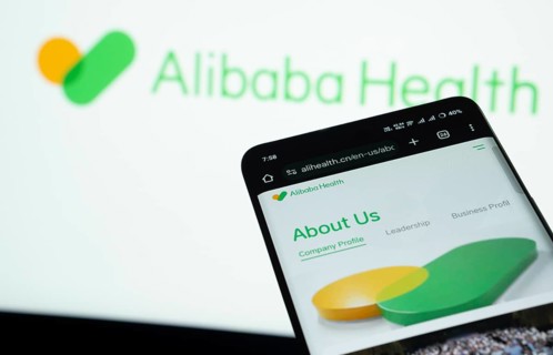 Dhaka, Bangladesh- 21 Nov 2025: Smartphone displaying Alibaba Health web interface against Alibaba