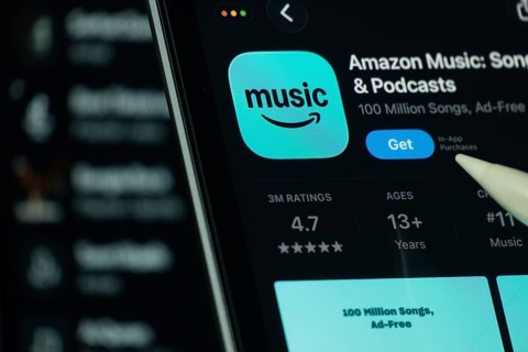 Dhaka, Bangladesh- 21 Nov 2025: A iPad screen displaying the Amazon Music app on App store