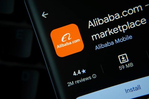 Dhaka, Bangladesh- 21 Nov 2025: Alibaba.com app from Google Playstore is displayed on a smartphone