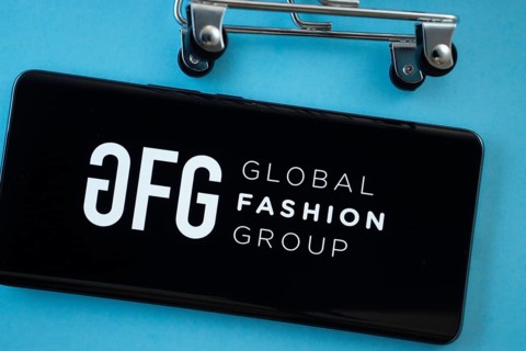 Dhaka, Bangladesh- 21 Nov 2025: Smartphone screen showing the Global Fashion Group logo with