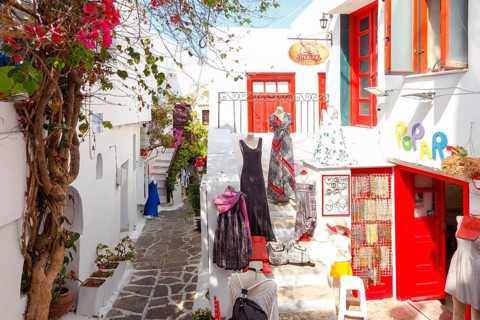 Alley in the old town of Naxos, Cyclades, Greece