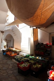 Alley in the old town of Naxos, Cyclades, Greece