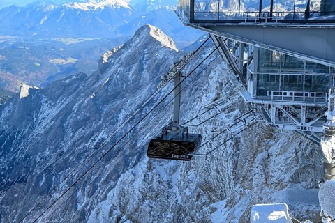 Mountain station of the cable car to the Zugspitze (2962 m), German side, Grainau municipality,