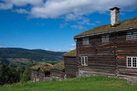 Maihaugen open-air museum with houses and objects from farms in Gudbrandsdal, Lillehammer am Mjøsa