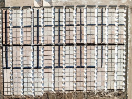 Salt mining plant, Salinas de Janubio, top-down, near Yaiza, drone shot, Lanzarote, Canary Islands,