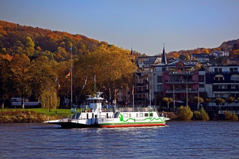 The Konrad Adenauer Rhine ferries on the Rhine from Bad Godesberg to Königswinter-Niederdollendorf,