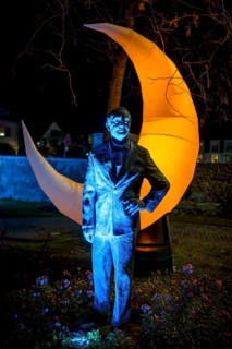 Light art, light installation, illuminated sculptures in the city garden of the city of Radolfzell