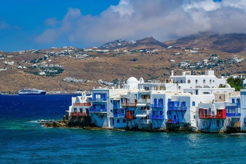 Mykonos, Cyclades, Greece - Little Venice is a picturesque neighborhood in Mykonos Town with