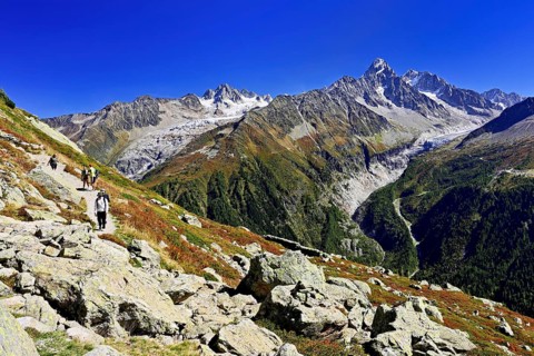 From left front Glacier du Tour back Aiguilles du Tour, right Aiguille du Chardonnet, in front