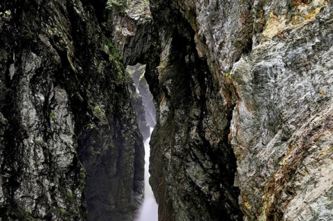 Small waterfall, Diosaz mountain river in the gorge, Gorges de la Diosaz, Les Houches,