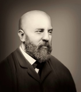 Portrait of Antoni Gaudí i Cornet, 1852 – 1926, Catalan architect and designer from Spain, the