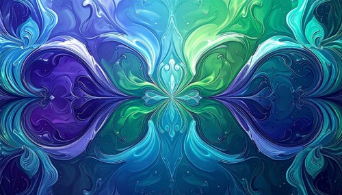 Symmetric Abstract Bright Liquid Ornament Background, futuristic wallpaper template illustration,