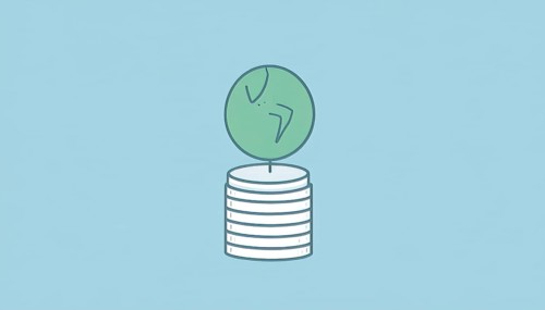 Green earth globe with silver coin stack symbolizing global finance economy and sustainable growth,
