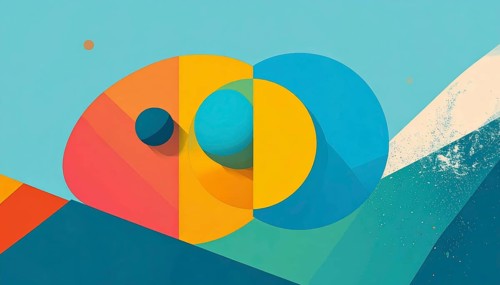 Vector art illustration, spheres, rectangles, triangles and geometric pattern, vector wallpaper