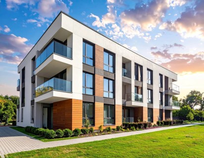New modern block of flat, condo architecture, Residential apartment as a flat, luxury house