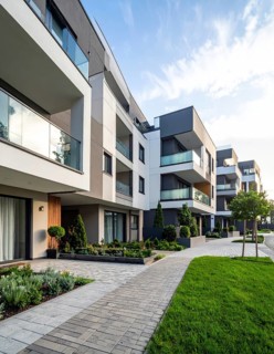 New modern block of flat, condo architecture, Residential apartment as a flat, luxury house