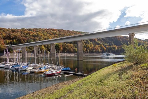 Marina, excursion ship, Talbrücke, Sondern, Olpe, Biggesee, Sauerland, North Rhine-Westphalia,