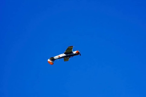 A Jakovlev Jak-52 with registration LY-HLZ during a flight demonstration as part of an air show on