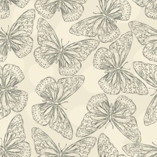 Vector seamless pattern design with hand drawn butterflies