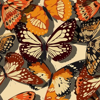 Seamless pattern with beautiful butterflies. Scalable vector tile design, retro style background