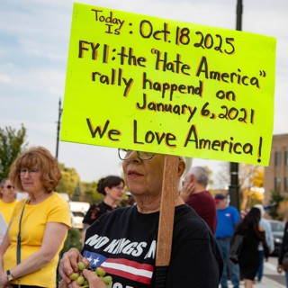 Detroit, Michigan USA - 18 October 2025 - A large crowd gathered for a 'No Kings' rally, protesting