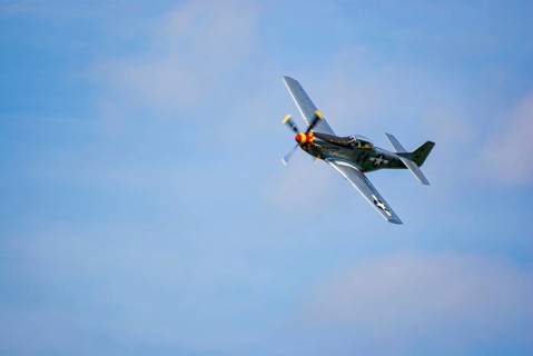 A North American P-51 Mustang of the flying group Flying Bulls, the Nooky Booky IV during an air