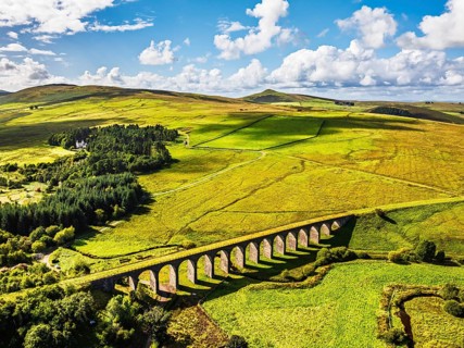 Shankend Viaduct from a drone, Hawick, Scottish Borders, Scotland, UK