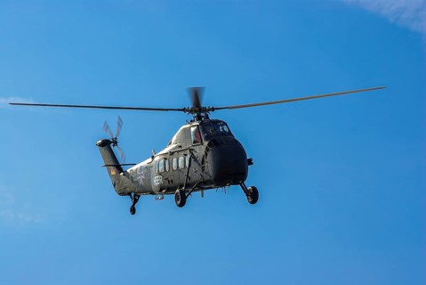 A Sikorsky S-58C transport helicopter in the colours of the German Army with the registration