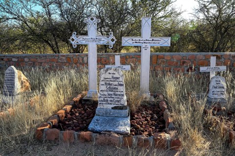 Graves at the German military cemetery at Waterberg, Otjozondjupa region, Namibia
