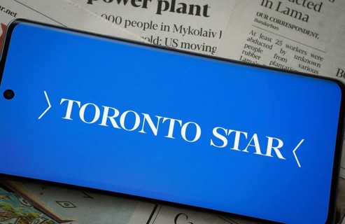 Dhaka, Bangladesh - 18 March 2025: The logo of the toronto star is displayed on a smartphone screen