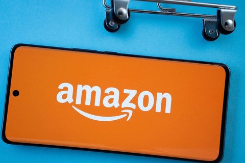 Dhaka, Bangladesh- 03 July 2025: Smartphone screen showing the Amazon logo with shopping cart
