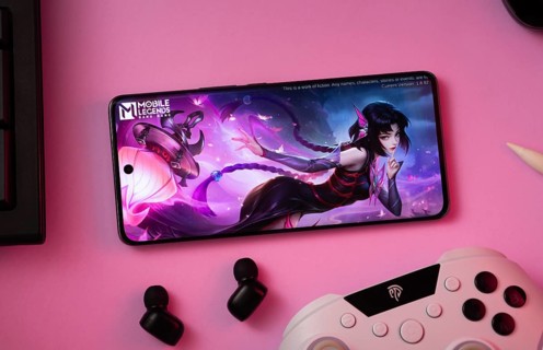Dhaka, Bangladesh- 25 Aug 2025: A close-up of a gamepad with the Mobile Legends Bang Bang seen on