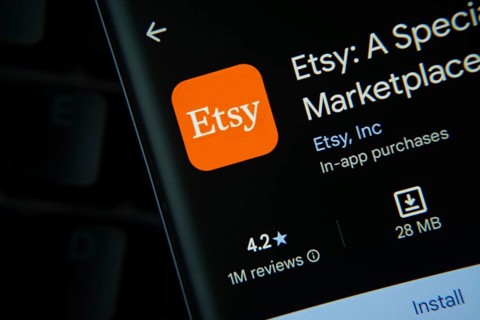 Dhaka, Bangladesh- 27 July 2025: Etsy app from Google Playstore is displayed on a smartphone screen