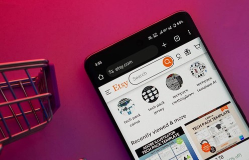 Dhaka, Bangladesh- 23 June 2025: A smartphone displaying the Etsy website with a shopping cart is