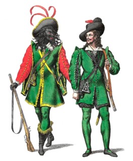 Costume designs of Samiel and Kaspar, Romantic opera Der Freischütz by Carl Maria von Weber, 1786 -