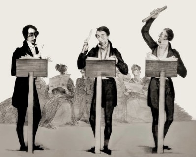Caricature of gesturing Carl Maria von Weber, 1786 - 1826, German composer, conductor and pianist,