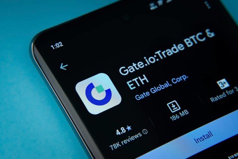 Dhaka, Bangladesh- 08 Aug 2025: Gate.io app from Google Playstore is displayed on a smartphone