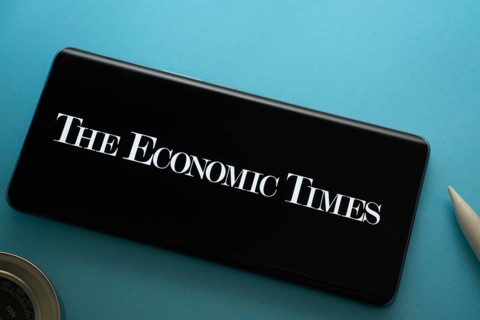 Dhaka, Bangladesh - 18 March 2025: The logo of The Economic Times is displayed on a smartphone