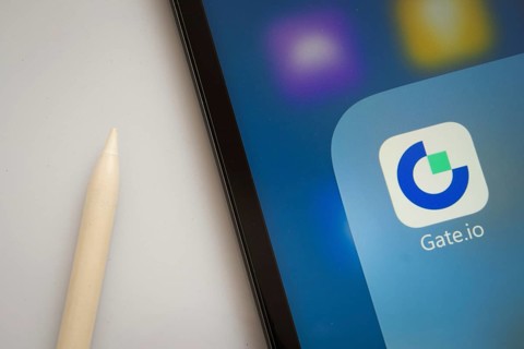 Dhaka, Bangladesh- 28 July 2025: A close up of an iPad screen displaying the gate.io app