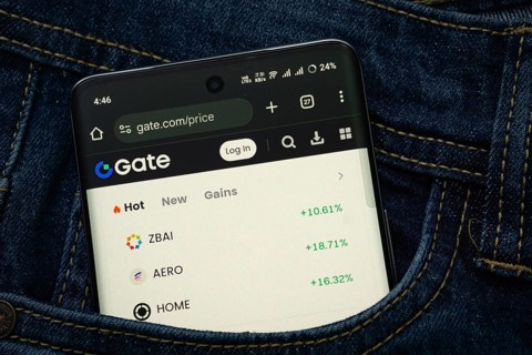 Dhaka, Bangladesh- 15 June 2025: A smartphone displaying the Gate.io web interface peeks out of a