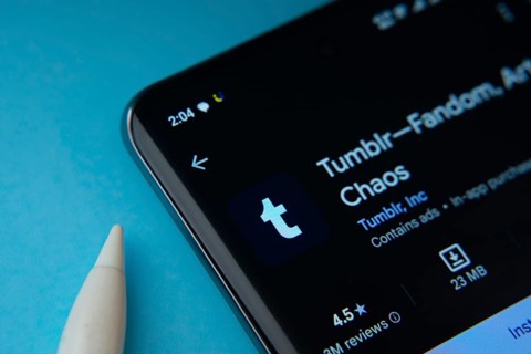 Dhaka, Bangladesh- 08 Aug 2025: Tumblr app from Google Playstore is displayed on a smartphone