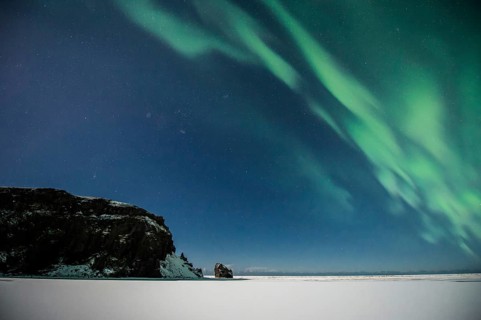 Northern Lights, Close to Vik, Ring Road, Mountains, Frost, Winter, Cold, Snow, Night, Iceland*