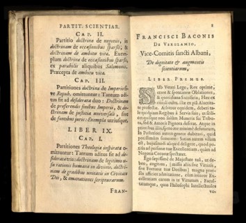 Pages from ‘De augmentis scientiarum‘ by Sir Francis Bacon, 1561 - 1626, English lawyer, statesman,