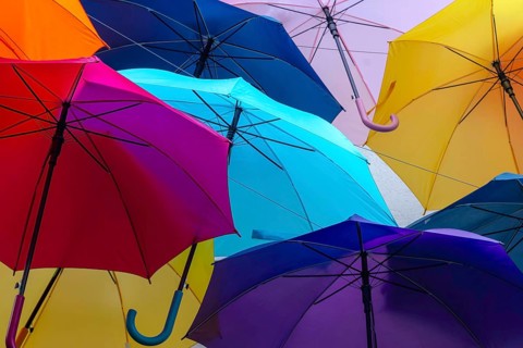Coloured umbrellas, Interlaken, Bern, Switzerland
