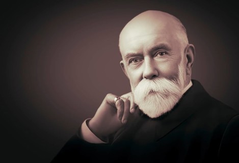 A portrait of Thomas Burberry, 1835 – 1926, an English fashion designer and the founder of the