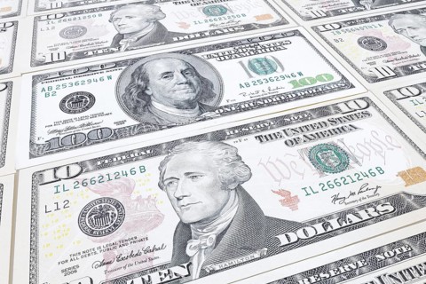 US dollar notes, 10 dollars, 100 dollars, banknotes