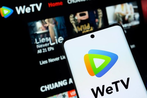 Dhaka, Bangladesh- 28 July 2025: WeTV logo is displayed on a smartphone screen, with the website is